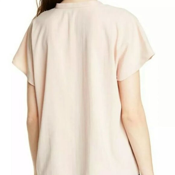 Eileen Fisher Mandarin Collar Top M Dune Tencel Blend Lightweight Lagenlook $198 - Picture 3 of 16